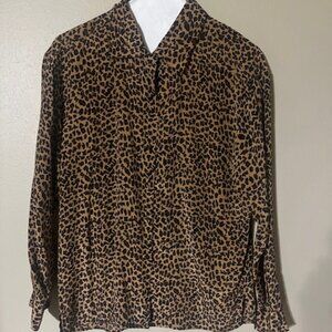 Long Sleeve Animal Print Top in Brown, Gold & Black Tones. Size Small